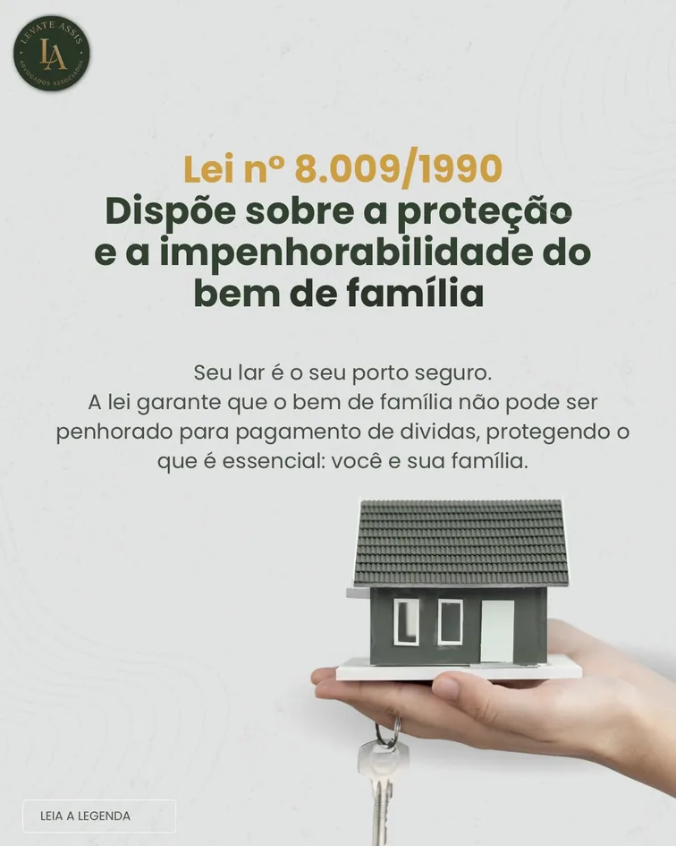 Publicação sobre a Lei 8.009 de 1990 e bem de família